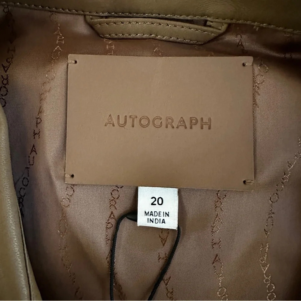 Autograph by Marks & Spencer 100% Leather Snap-front Shirt Jacket - US Size 16 - Picture 11 of 17